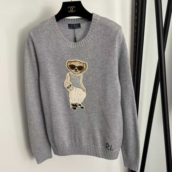 Polo Ralph Lauren Sunglasses Bear Gray Sweater - Picture 1 of 6